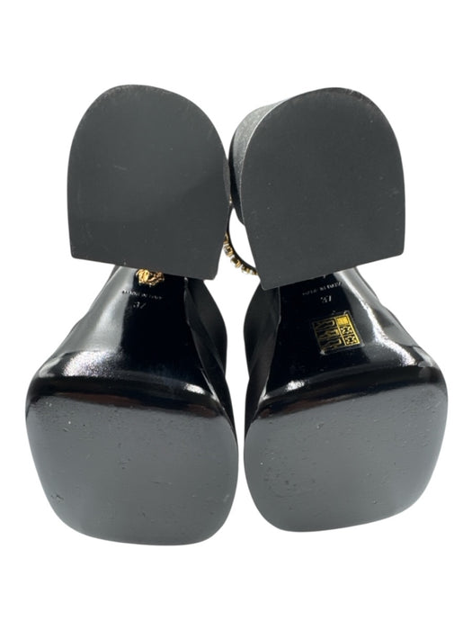 Versace Shoe Size 37 Black Satin Bedazzled Ankle Strap Platform Pumps Black / 37