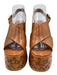 Chloe Shoe Size 38 Brown Leather Criss Cross Doodle Graphic Print Wedges Brown / 38
