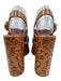 Chloe Shoe Size 38 Brown Leather Criss Cross Doodle Graphic Print Wedges Brown / 38