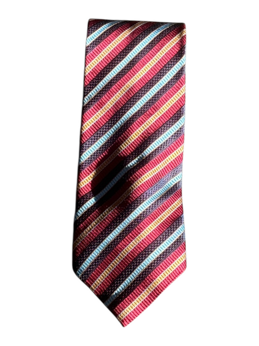 Canali Red & Brown Silk Striped Men's Ties Red & Brown