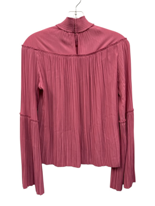 A.L.C. Size 4 Bubblegum Pink Polyester Micropleat Crinkle High Neck Top Bubblegum Pink / 4