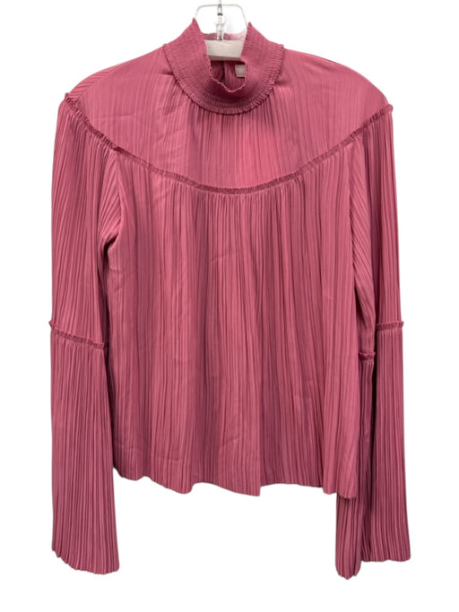 A.L.C. Size 4 Bubblegum Pink Polyester Micropleat Crinkle High Neck Top Bubblegum Pink / 4