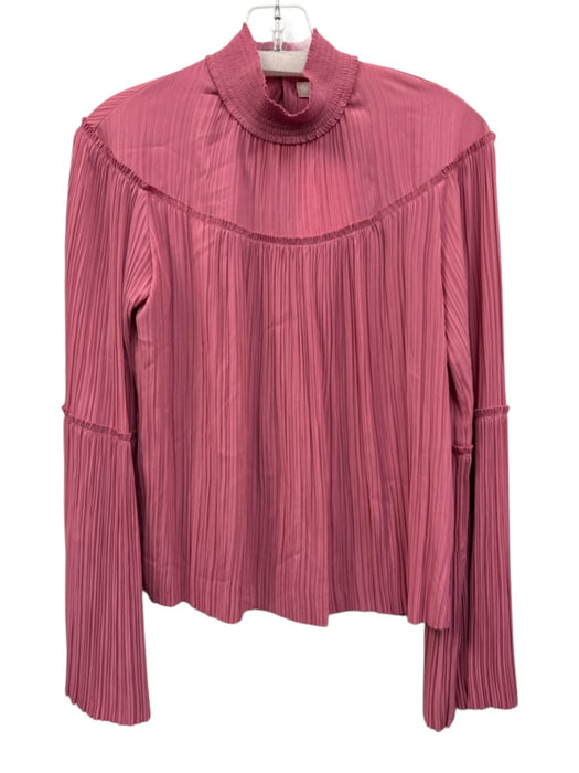 A.L.C. Size 4 Bubblegum Pink Polyester Micropleat Crinkle High Neck Top Bubblegum Pink / 4