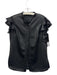 Akris Punto Size 6 Black Polyester Ruffle Cap Sleeve Perforated Buttons Top Black / 6