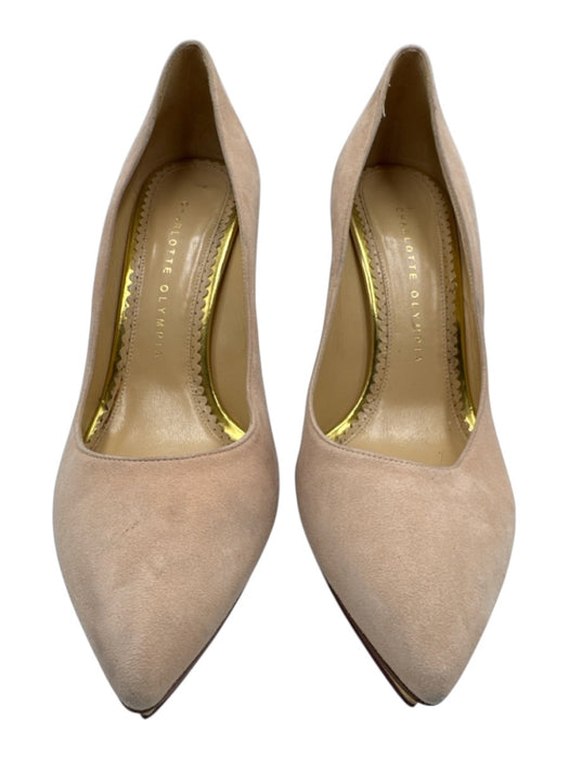 Charlotte Olympia Shoe Size 38.5 Light Pink Suede leather Pointed Toe Pumps Light Pink / 38.5