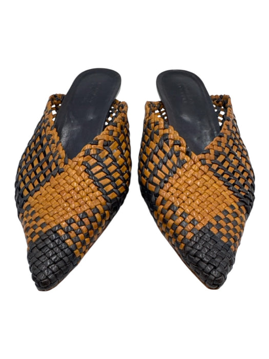 Barneys New York Shoe Size 38 Navy Blue & Brown Leather Woven Pointed Toe Pumps Navy Blue & Brown / 38