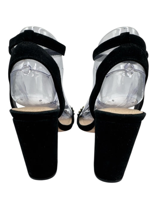 Sandro Shoe Size 38 Black, Silver, Gold Suede leather Metal Detail Sandals Black, Silver, Gold / 38