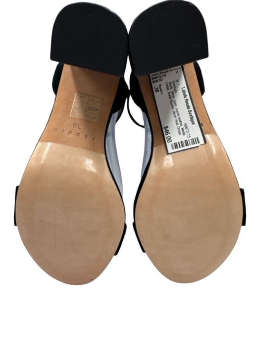 Sandro Shoe Size 38 Black, Silver, Gold Suede leather Metal Detail Sandals Black, Silver, Gold / 38