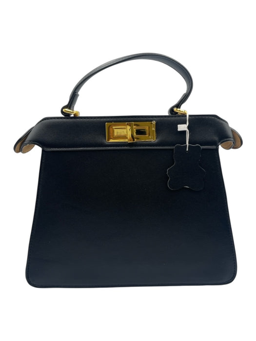 Verano Hill Black Leather Top Handle Turn Lock Crossbody Strap hand bag Bag Black / S