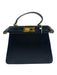 Verano Hill Black Leather Top Handle Turn Lock Crossbody Strap hand bag Bag Black / S
