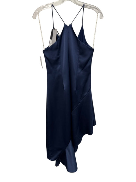 Halston Heritage Size 6 Navy Polyester Spaghetti Strap Back Zip Midi Dress Navy / 6