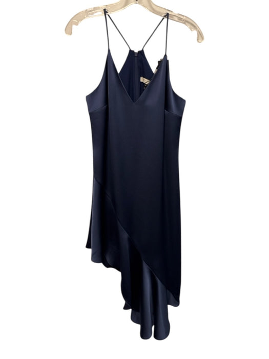 Halston Heritage Size 6 Navy Polyester Spaghetti Strap Back Zip Midi Dress Navy / 6