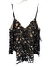 Alice & Olivia Size S Black & Beige Polyester Guipere Lace Overlay V Neck Top Black & Beige / S