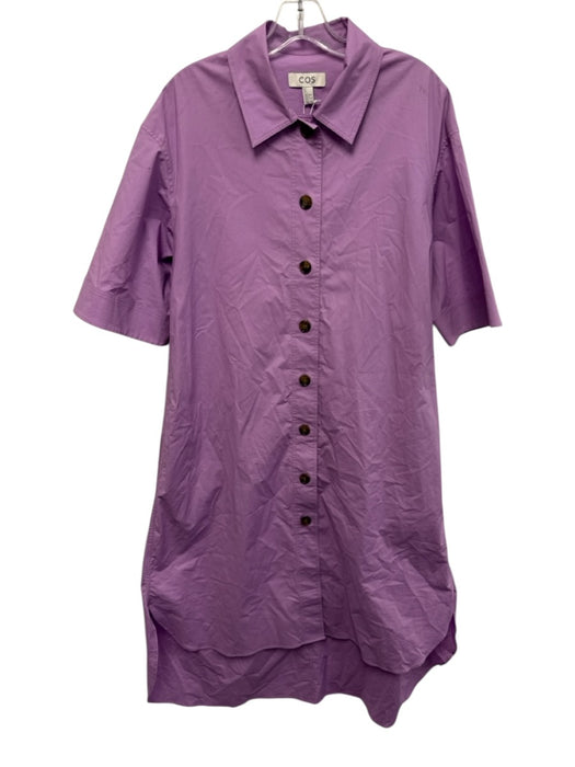 COS Size 4 Light Purple Cotton Shirt Dress Button Down Midi Short Sleeve Dress Light Purple / 4
