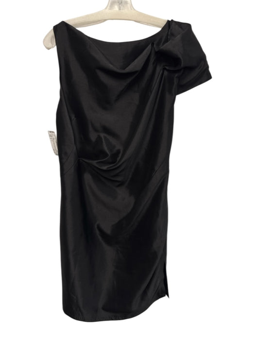 Leon Max Size 8 Black Polyester & Viscose Boat Neck Sleeveless Darted Dress Black / 8