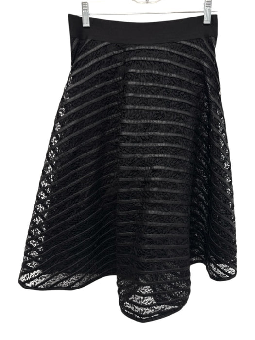 Yoana Baraschi Size S Black Polyester Back Zip Lace Leather Circle Skirt Skirt Black / S