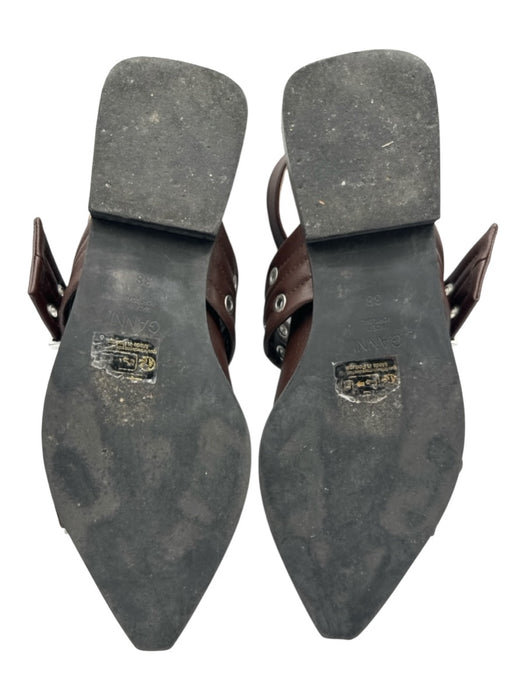 Ganni Shoe Size 38 Brown, Silver & Black Leather Silver Hardware Buckle Sandals Brown, Silver & Black / 38