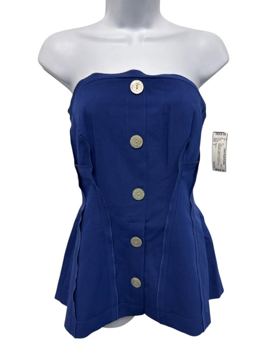 Maeve Size S Dark Blue Polyester & Viscose Strapless Buttons Top Dark Blue / S