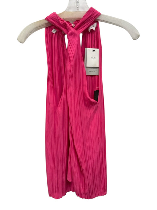 A.L.C. Size 2 Hot pink Polyester Sleeveless Crinkle Pleat Knot Detail Top Hot pink / 2