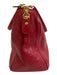 Salvatore Ferragamo Red Leather Gold Tone Hardware Chain Detail Zip Top Bag Red
