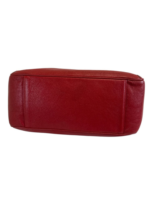 Salvatore Ferragamo Red Leather Gold Tone Hardware Chain Detail Zip Top Bag Red
