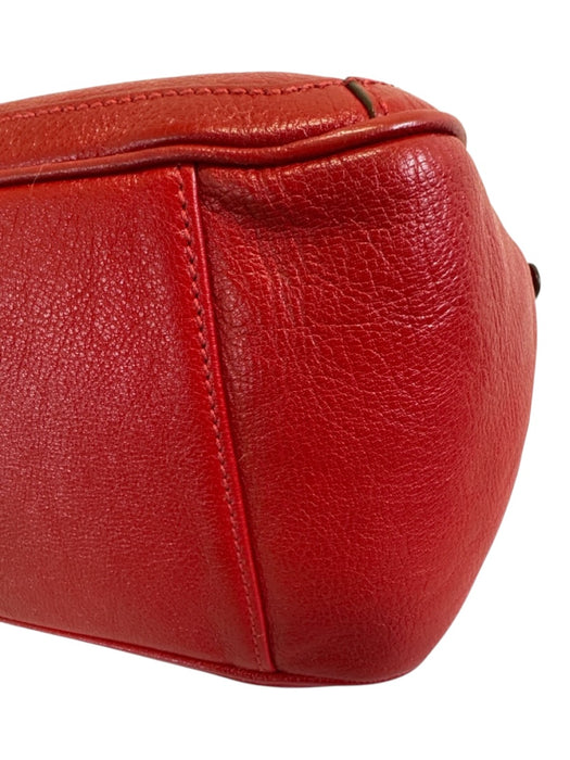 Salvatore Ferragamo Red Leather Gold Tone Hardware Chain Detail Zip Top Bag Red