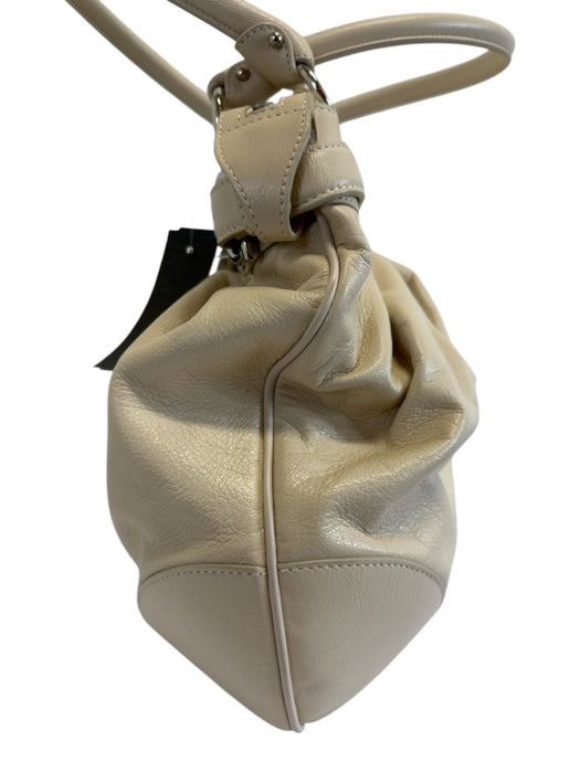 Salvatore Ferragamo Cream White Leather Logo Detail Buckle Accents Bag Cream White