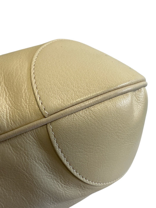 Salvatore Ferragamo Cream White Leather Logo Detail Buckle Accents Bag Cream White