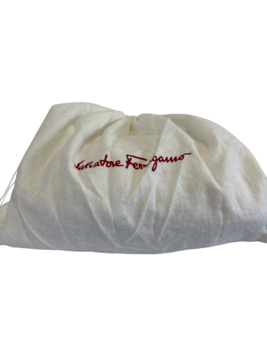 Salvatore Ferragamo Cream White Leather Logo Detail Buckle Accents Bag Cream White