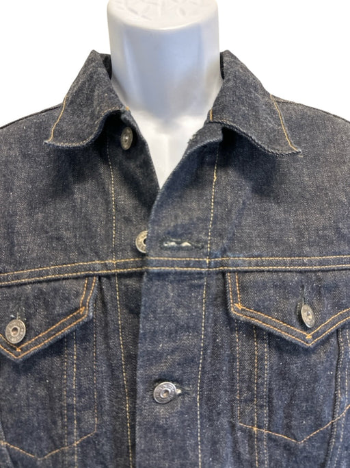 Burgus Size 38 Dark Wash Cotton Solid Trucker Selvedge Men's Jacket Dark Wash / 38