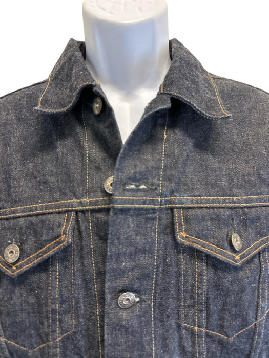 Burgus Size 38 Dark Wash Cotton Solid Trucker Selvedge Men's Jacket Dark Wash / 38