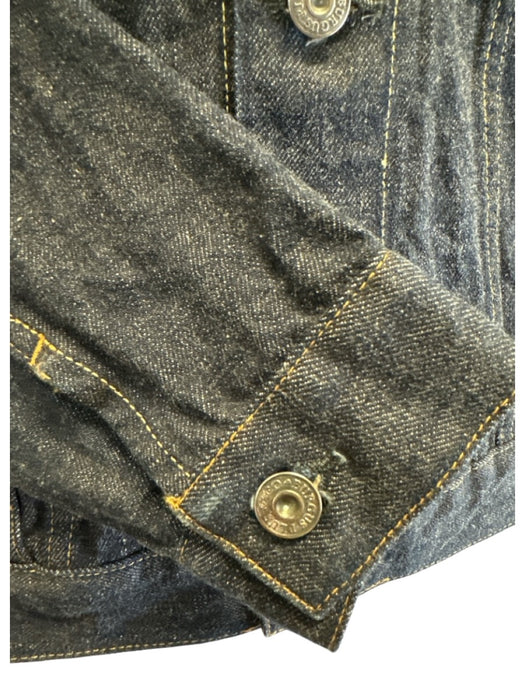 Burgus Size 38 Dark Wash Cotton Solid Trucker Selvedge Men's Jacket Dark Wash / 38
