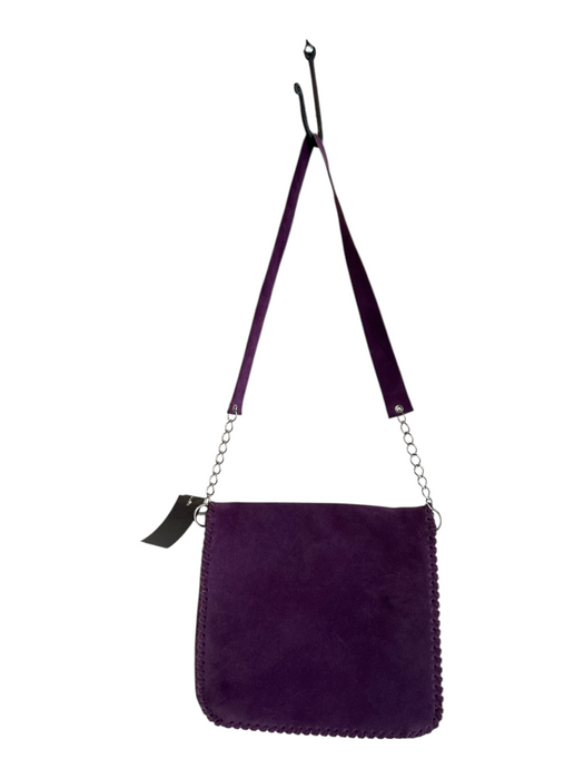 No Brand Purple Suede Whip Stitch 3 Bars Shoulder Bag Bag Purple / Small
