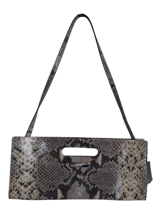 Michael Kors Gray & Black Leather Reptile Embossed Snap Closure Rectangle Bag Gray & Black / Small