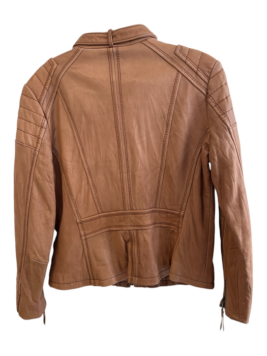 Michael Michael Kors Size Medium Tan Leather Front Zip Zip Pocket Moto Jacket Tan / Medium