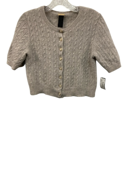Magaschoni Size S Light Gray Cashmere Ribbed Knit Button Front Cardigan Sweater Light Gray / S