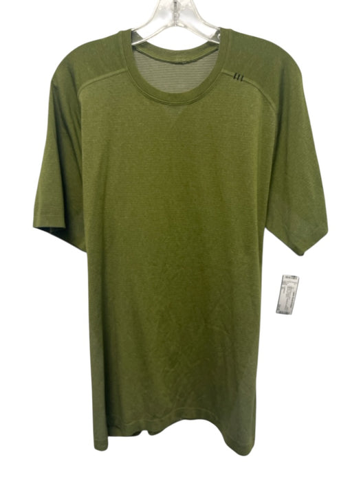Lululemon Size XL Green Polyester Heathered Athleisure Men's Short Sleeve Shirt Green / XL