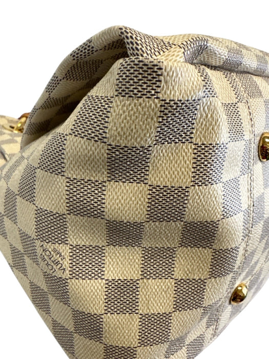 Louis Vuitton Cream, Brown & Blue Coated Canvas Damier Azur Open Top Bag Cream, Brown & Blue / MM