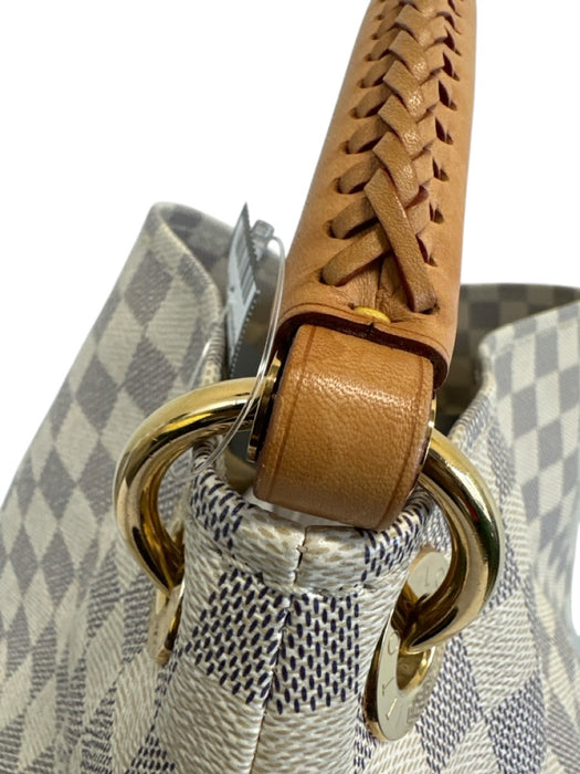 Louis Vuitton Cream, Brown & Blue Coated Canvas Damier Azur Open Top Bag Cream, Brown & Blue / MM