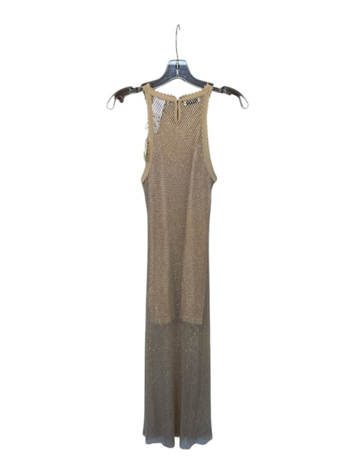 Sandro Size 38 Nude & Silver Polyester Blend Mesh Overlay Rhinestone Maxi Dress Nude & Silver / 38