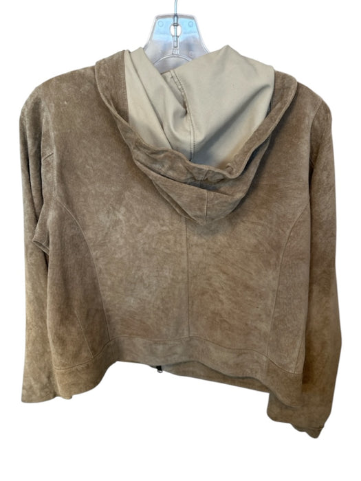The Territory Ahead Size MP Taupe Suede Hood Full ZIp Front Pocket Jacket Taupe / MP