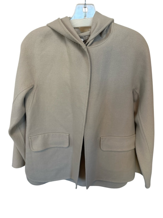 MaxMara Size 2 Light Gray Virgin Wool Long Sleeve Hood Front Pockets Jacket Light Gray / 2