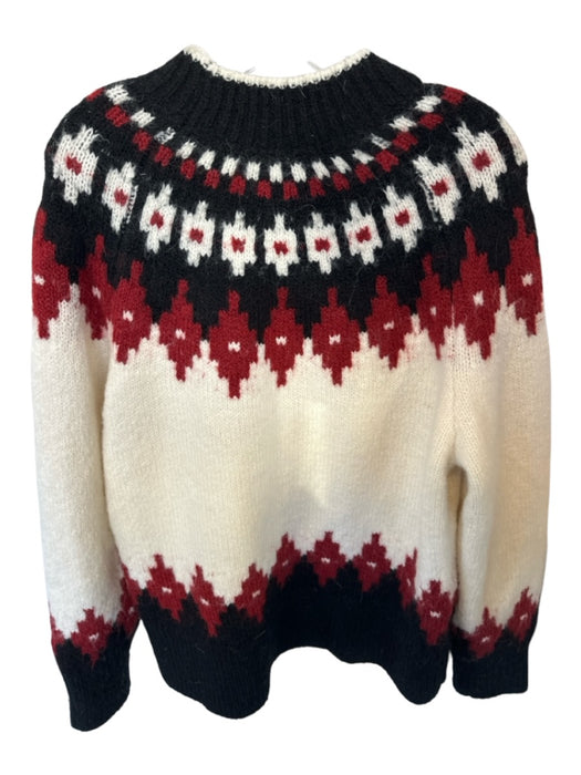 Pistola Size S Black & Red Alpaca Blend Mock Neck Knit Long Sleeve Sweater Black & Red / S