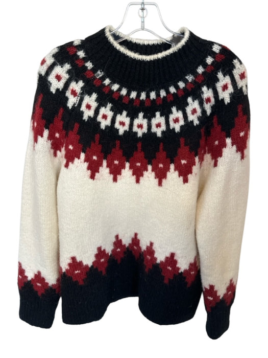 Pistola Size S Black & Red Alpaca Blend Mock Neck Knit Long Sleeve Sweater Black & Red / S