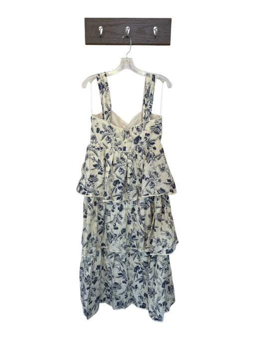 Sofie the Label Size L Cream & Navy Cotton Sleeveless Botanical Tiered Dress Cream & Navy / L