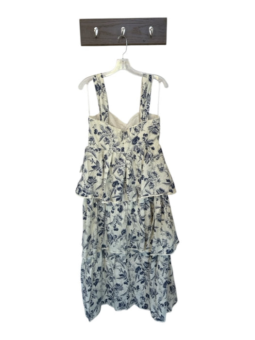 Sofie the Label Size L Cream & Navy Cotton Sleeveless Botanical Tiered Dress Cream & Navy / L