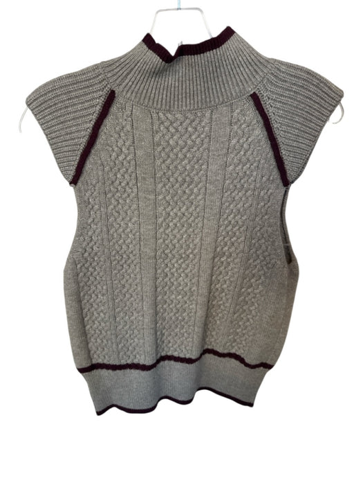 Deluc Size M Gray Viscose Blend Mock Neck Cap Sleeve Knit Sweater Gray / M