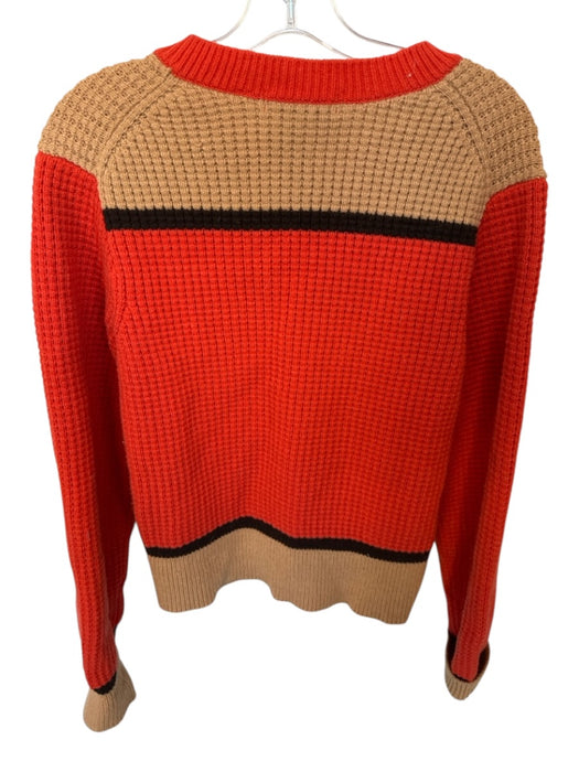 Marni x Uniqlo Size XL Orange & Tan Acrylic Blend Long Sleeve Knit Sweater Orange & Tan / XL