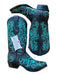 Los Altos Shoe Size 6.5 Black & Teal Leather Rhinestone Embroidered Boots Black & Teal / 6.5