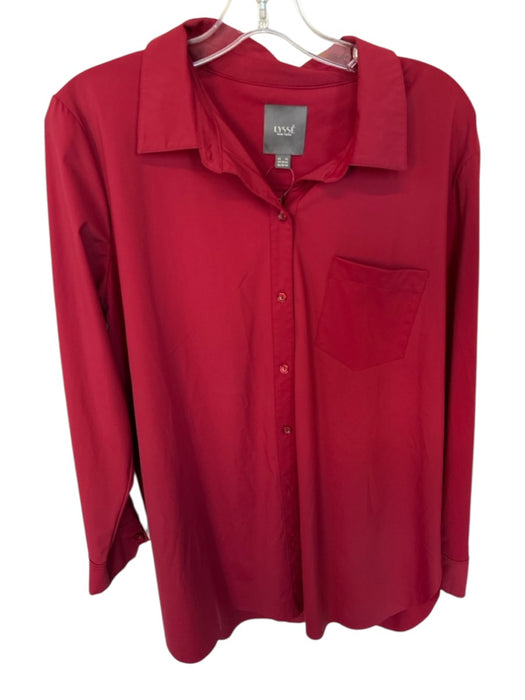 Lysse Size XL Maroon Nylon Blend Long Sleeve Button Down Top Maroon / XL